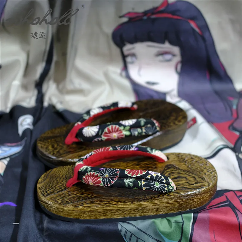 WHOHOLL Summer Slipper Women Clogs Shoes Japanese Wooden Geta Kimono Sandals Slipper women Flip-flops Slides Anime Cosplay Shoe