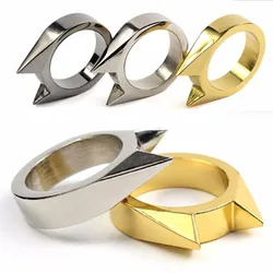 1Pcs Frauen Männer Sicherheit Überleben Ring Werkzeug Selbstverteidigung Edelstahl Ring Finger Verteidigung Ring Werkzeug Silber Gold Schwarz farbe