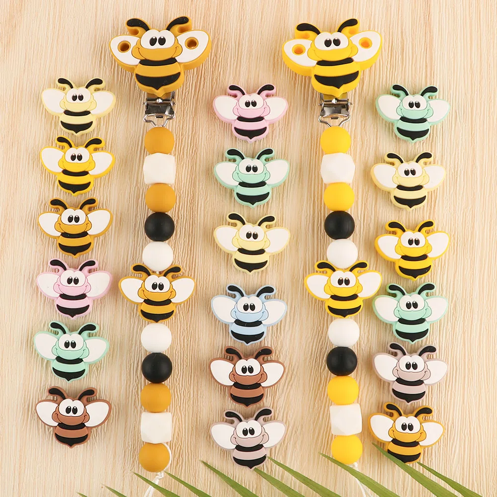 Kovict Cartoon Animal Bee Silicone Bead/Clip/Teether Rodent Baby Teeth Care Chewing Toy DIY Pacifier Chain Accessories BPA-Free