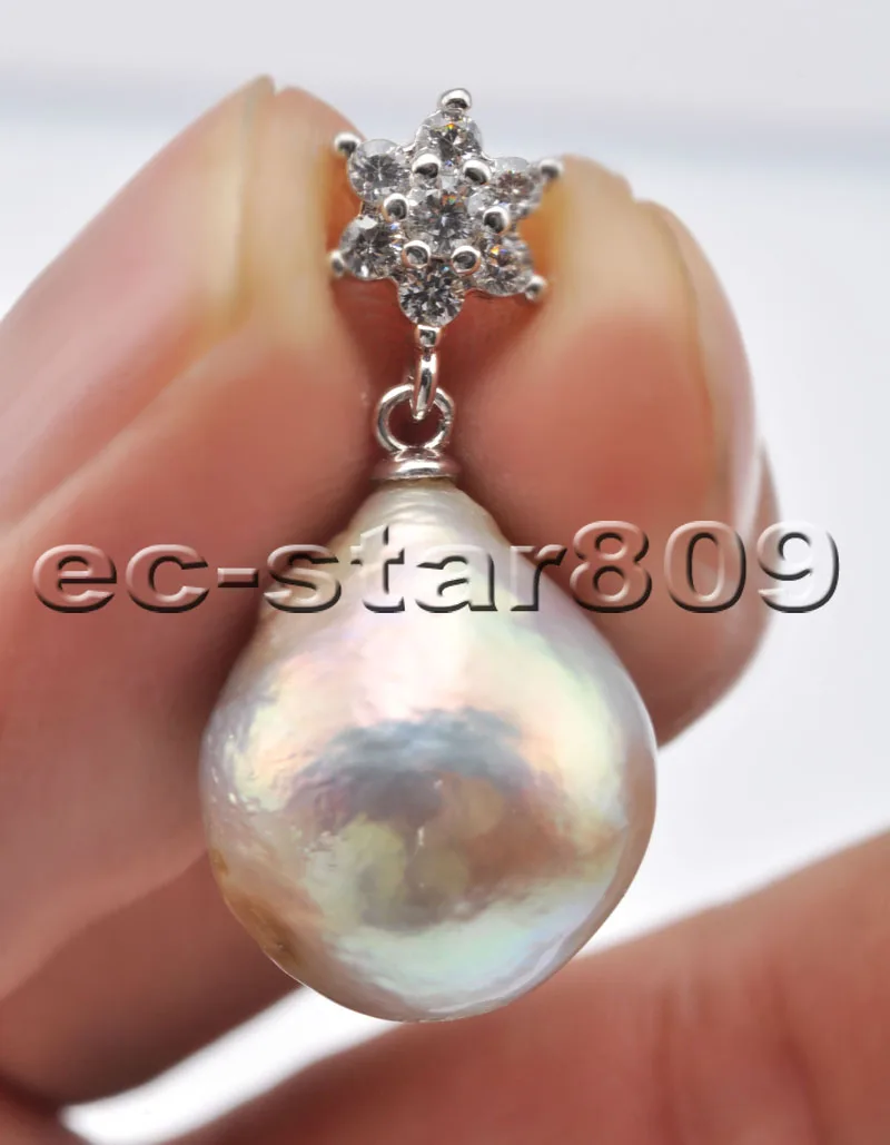 P6830 18มม.นกยูง-ลาเวนเดอร์Baroque Drop Keshi Edisonจี้