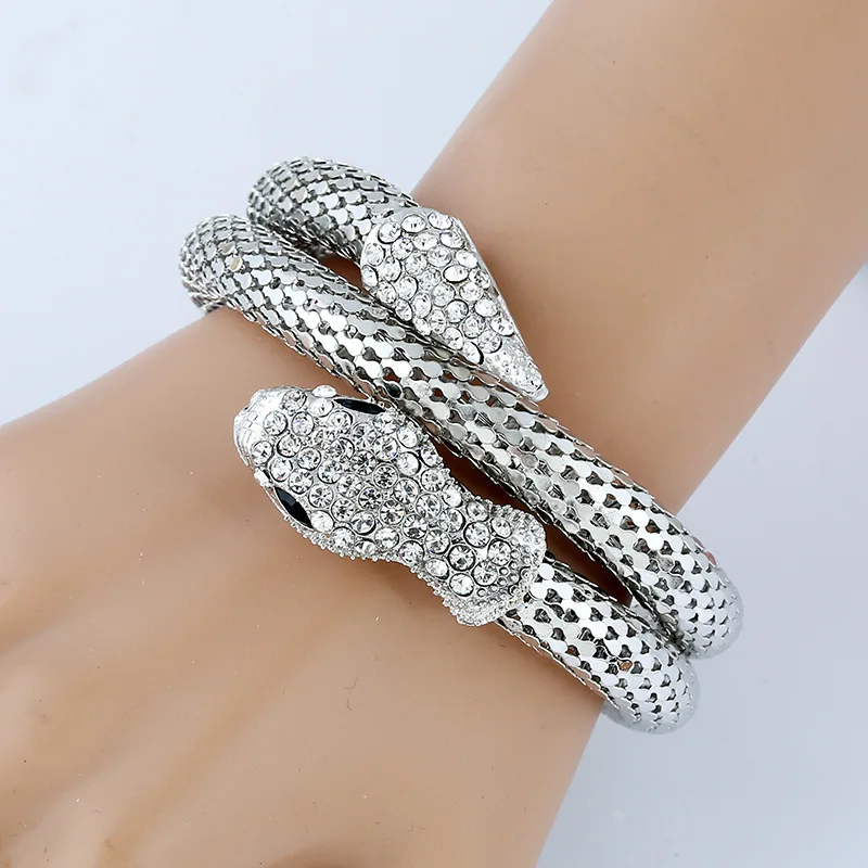 

Punk Crystal Bracelet Multi-stranded Snake Retro Charm Bracelets for Women Adjustable