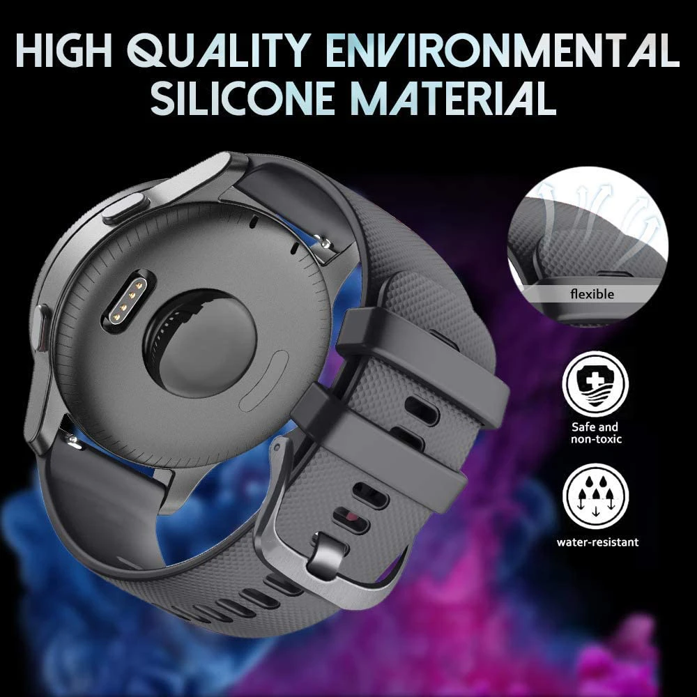 Pulseira de relógio de silicone, pulseira de relógio para garmin vivoactive 3 com tomada à prova de poeira