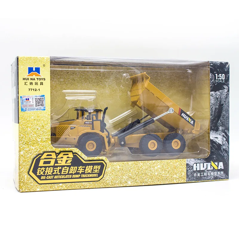 HUINA 7712 1:50 Scale Alloy Dumper Excavator Engineering Metal Diecast Truck Car Funny Toy for Boys Children Kid Birthday Gift