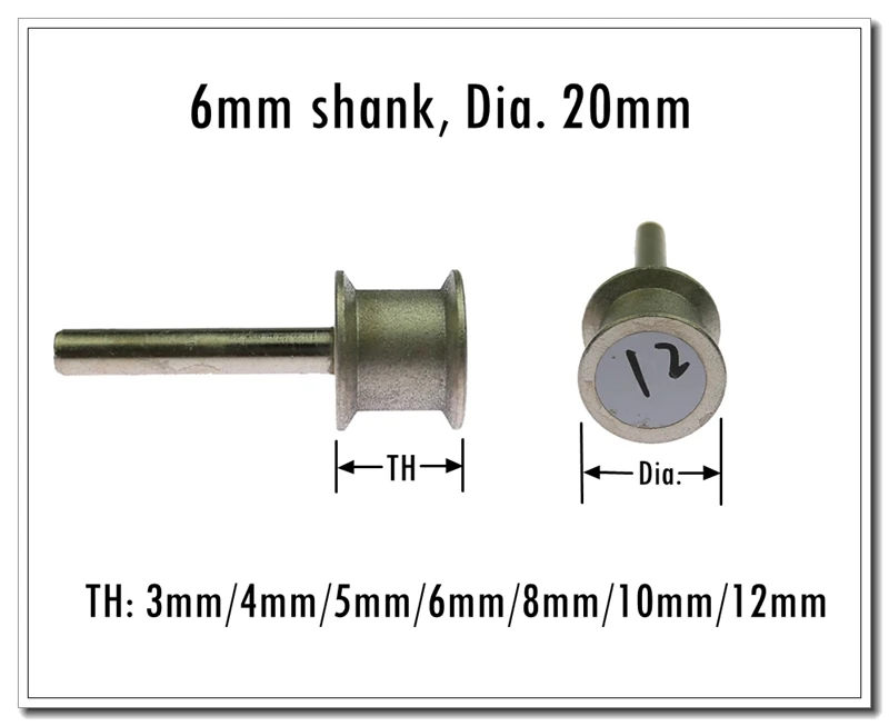 1 Stück 3–12 mm Schleifscheibe, Glasflugzeug, gerade Kante, Anfasen, 1/4 Zoll Schaft montiertes Schleifscheibe P150 P400 – Detail 2