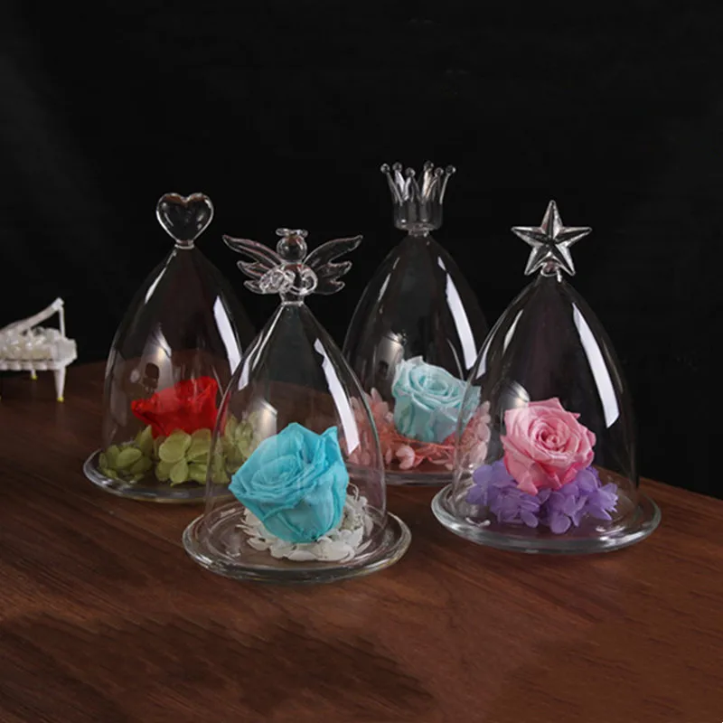 

4 комплекта/упаковка, различные верхние стеклянные купольные вазы, украшение для дома, креативная стеклянная основа, прозрачная крышка, подарок другу, свадебный живой реквизит