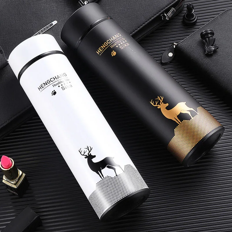 Elk Vacuum Flask Creative Stainless Steel Thermos Cup Business Office Straight Water Bottle Elegant Style Cup 450ml