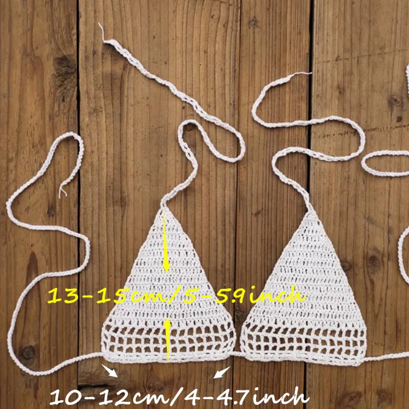 13 Colors Hand Crochet Women\'s Micro Swimwear Extreme Sexy Cotton Mini Bikini Top Sunbathing