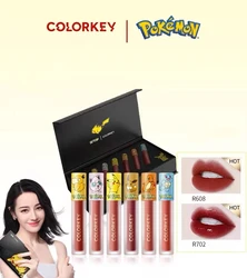 1Set=6Pcs Mini Size Cartoon Air Lip Glaze Series Velvet Matte Mirror Liquid Lipstick Fine Flash Lip Gloss Gift Box for Makeup