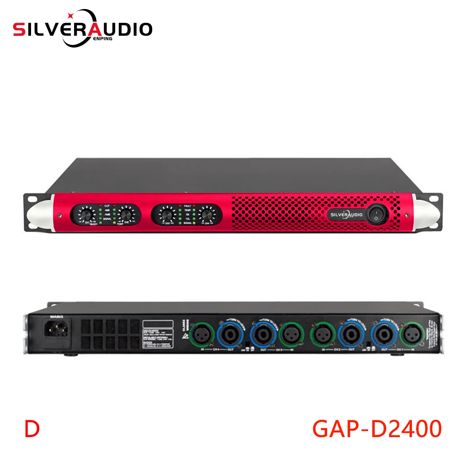 GAP-D2400 amplifier digital, pengeras suara KTV profesional 4 saluran 600W * 4 panggung kinerja tinggi