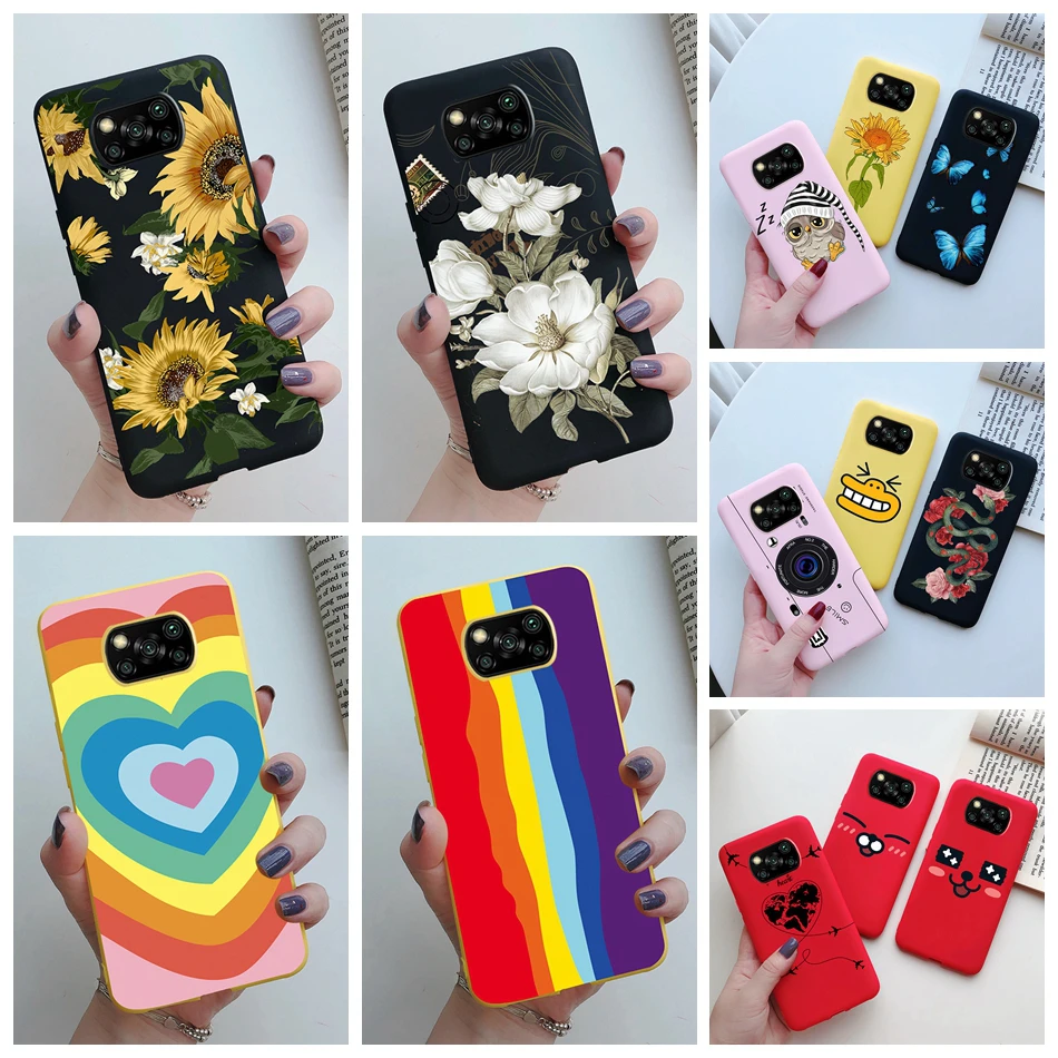 POCO X3 Case For Xiaomi Poco X3 Pro Phone Case Love Heart Rainbow Cute Back Cover For Xiaomi Poco X3 NFC X 3 X3Pro Global Bumper