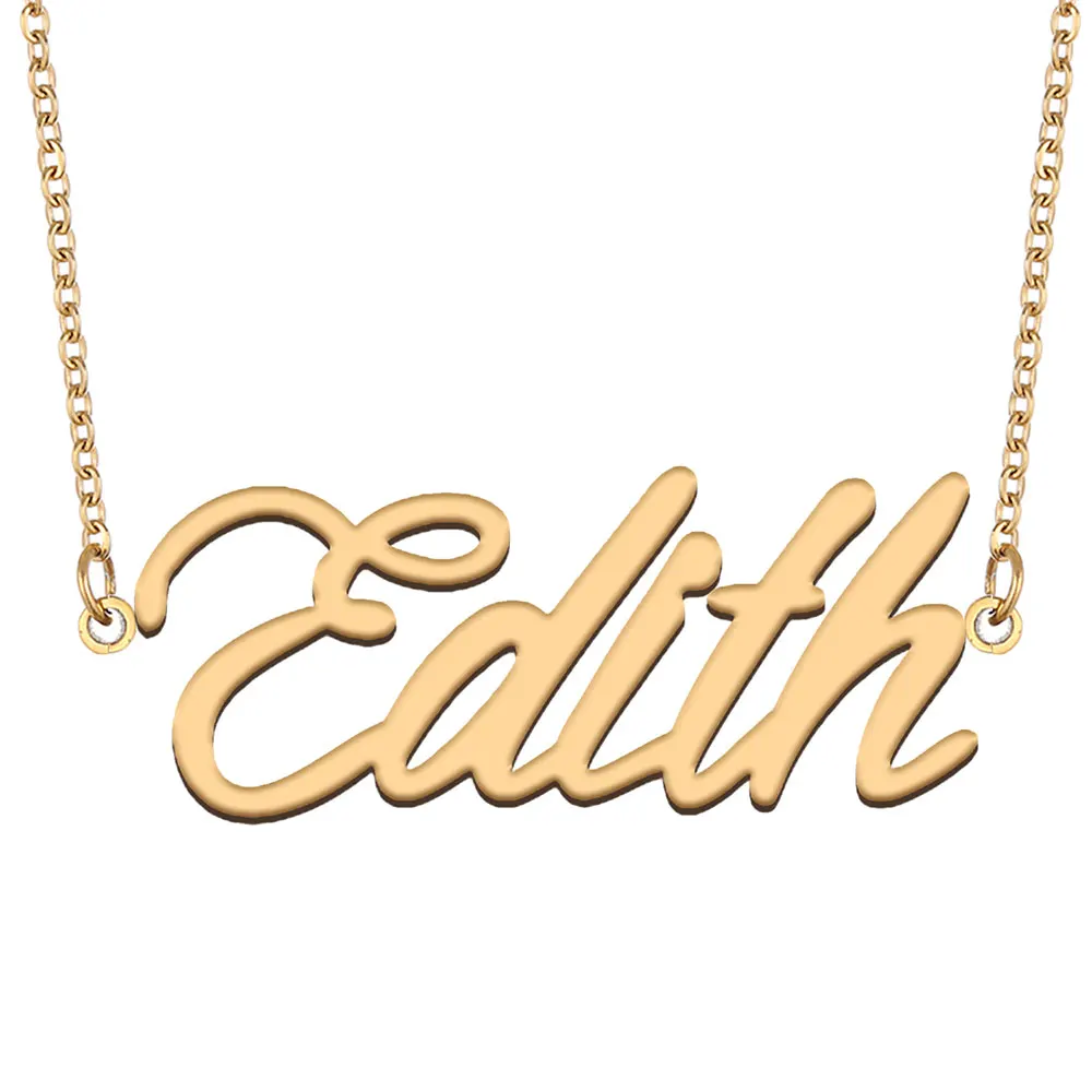 

Edith Name Necklace Women Stainless Steel Jewelry Gold Plated Nameplate Chain Pendant Femme Mothers Girlfriend Gift