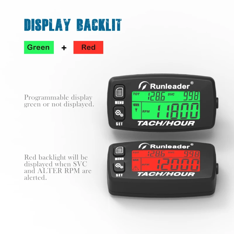 Rücksetzbare Tacho-Betriebsstundenzähler Induktiver Drehzahlmesser mit Alarmfunktion und Hintergrundbeleuchtung für Motorrad, ATV, Rasenmäher HM032B – Detail 8