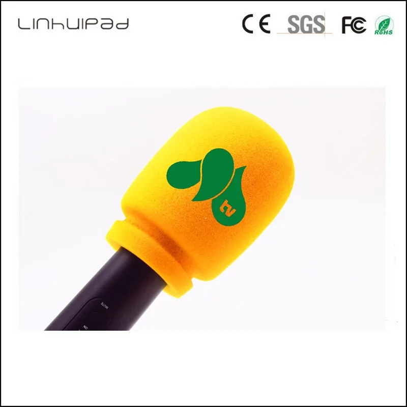 Linhuipad Q5 Linhuipad Q5 مقابلة محطة تلفزيون مخصصة ميكروفون الزجاج الأمامي كبير الحجم طباعة الشعار مراسل مراسل نادي كرة القدم رغوة الزجاج الأمامي