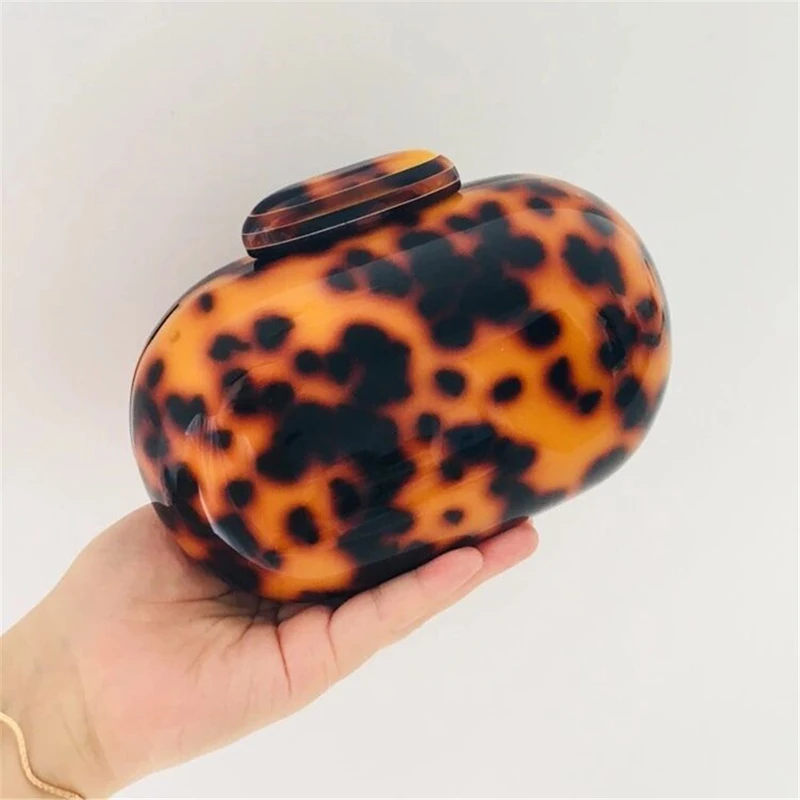 New Leopard Arcylic Evening Bags Luxury Lady Clutch Purse Brand Designer Shoulder Crossbody Bag Mini Wedding Party Chain Handbag