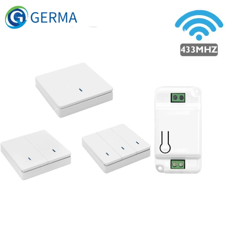 GERMA 1/2/3 przycisk 433Mhz smart push bezprzewodowy przełącznik światła RF pilot zdalnego sterowania odbiornik 110V 220V RF Panel ścienny lampa