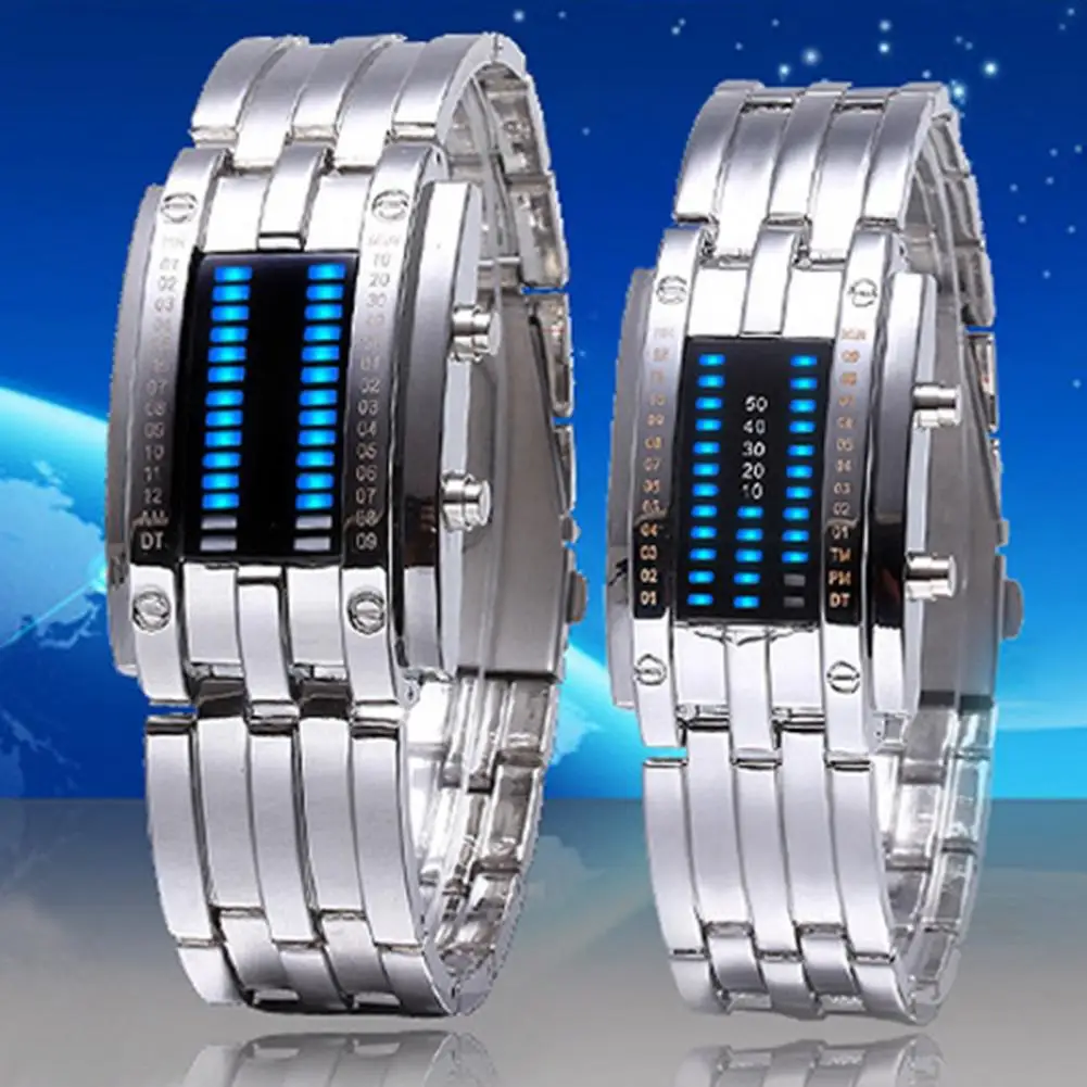 Reloj de pulsera Punk con correa y fecha, reloj luminoso Digital de acero de tungsteno para pareja, novedad de 2021