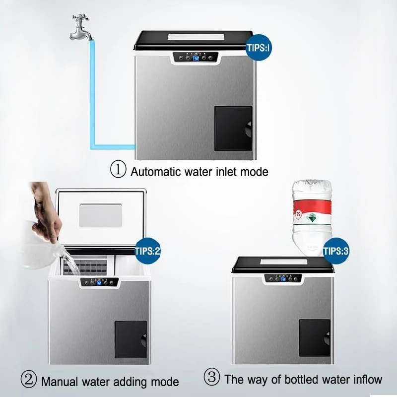 40 كجم/24 ساعة التجارية التلقائي آيس كيوب صانع المحمولة المنزلية الكهربائية آلة صنع الثلج مع وظيفة الثلج الرملية 220 فولت الساخن