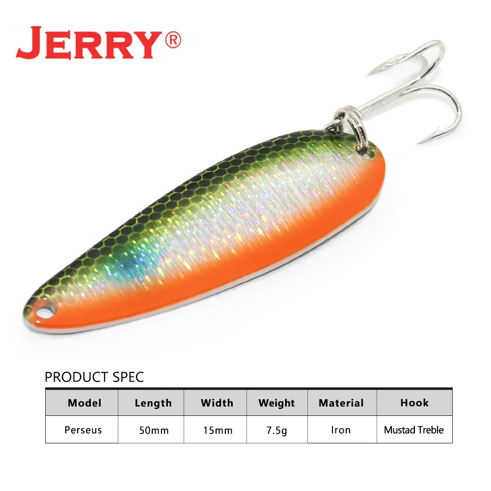 Jerry Perseus Metal Fishing Spoon Lures Wobblers Spinner Hard Artificial Bait 7.5g SwimBait For Bass And Pike