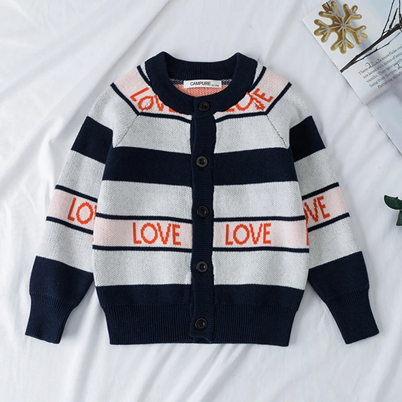 Children Cardigans Sweater Baby Boys Girls Letter LOVE Knit Cotton Sweaters Cardigans Spring AutumnToddler Girls Knitwear Jacket