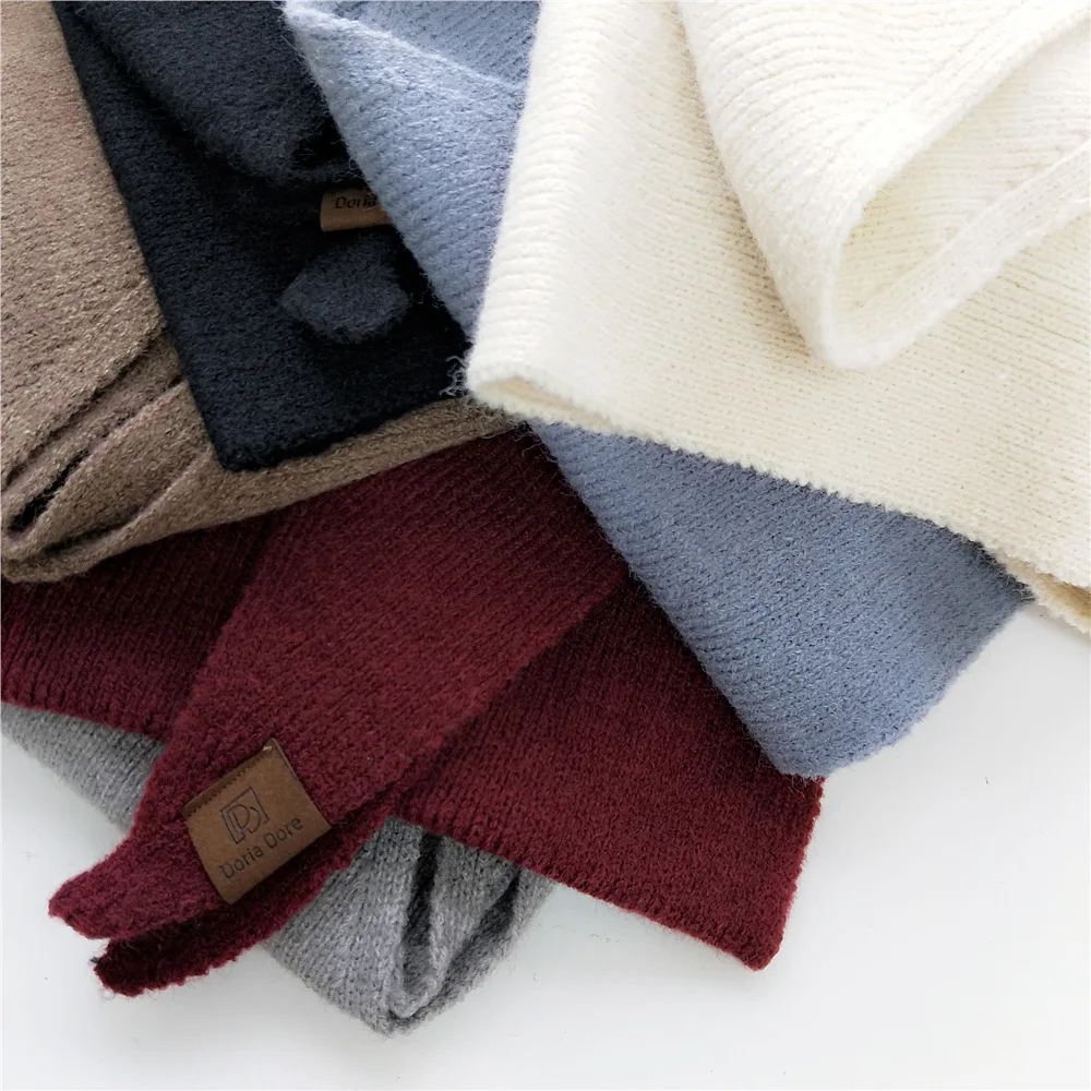 Women\'s Wool Knitted Triangle Scarf solid warm Double-Sided wear Shawl wrap  Autumn Winter Korean