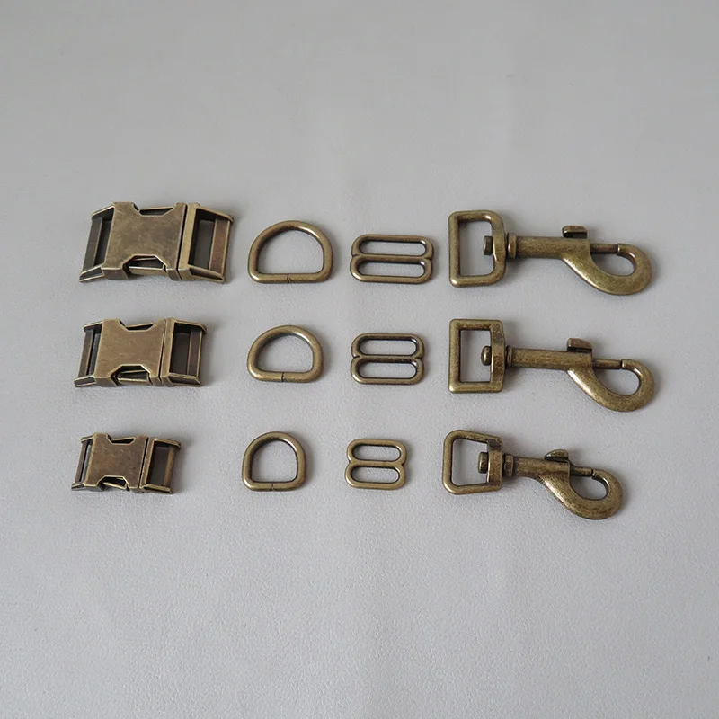 

20Sets/Lot Metal D Ring Slider Release Buckle Belt Loop Hook Hardware For Bag Cat Dog Collar Paracord Lobster Clasp Accessory