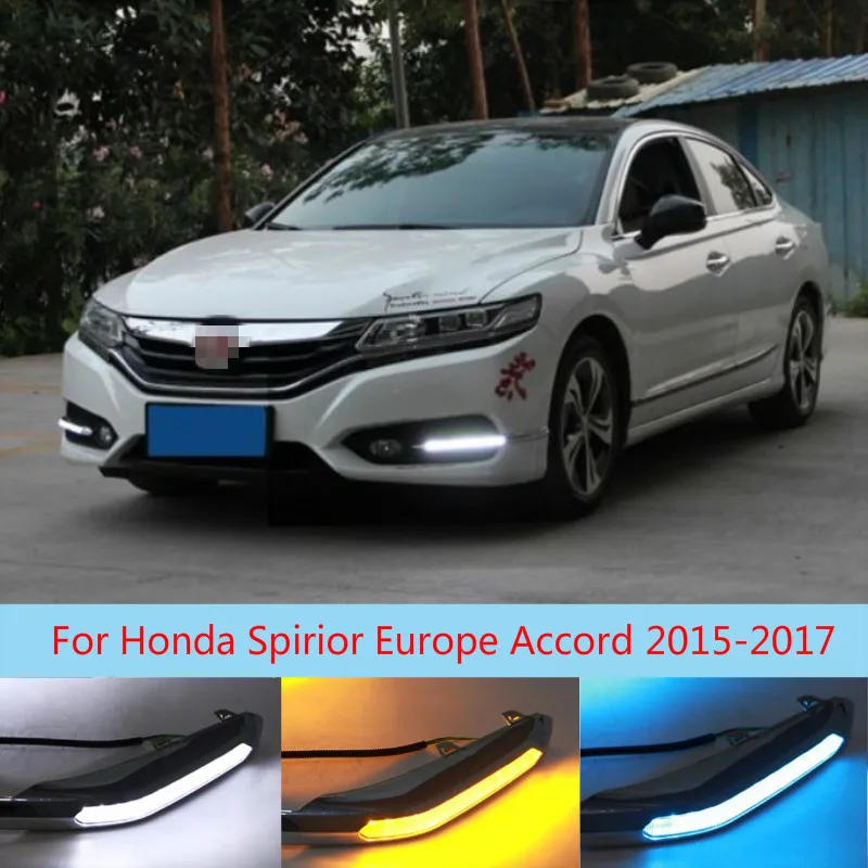 

2 шт., для Honda Spirior europe accord 2015-2017, передний светодиодный ДХО дневные ходовые огни, противотуманные фары с желтым поворотом