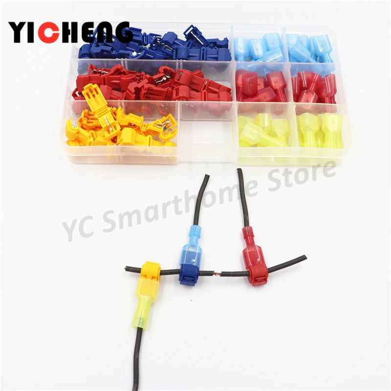 70PCS/35Pairs DIY boxed  T-type quick connector crimp terminal cable convenient connector score lock quick connector T1 T2 T3