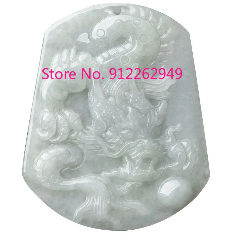 Hot Selling Natural Hand-carve Jade Domineering Dragon Card Necklace Pendant Fashion Jewelry Accessories Men Women Luck Gifts