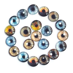 Yeux de beurre mélangés aléatoires, yeux de dragon ronds par paires, motif en verre, cabochons photo à dos plat, accessoires de base, 20 pièces, 8 -20mm