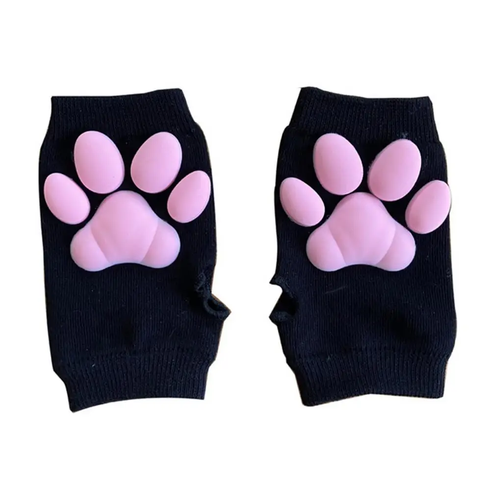 Guantes con forma de garra de gato, almohadilla de silicona 3D para carne, estilo Lolita, ropa de actuación para Cosplay, guante tejido con garra de gato para chica japonesa