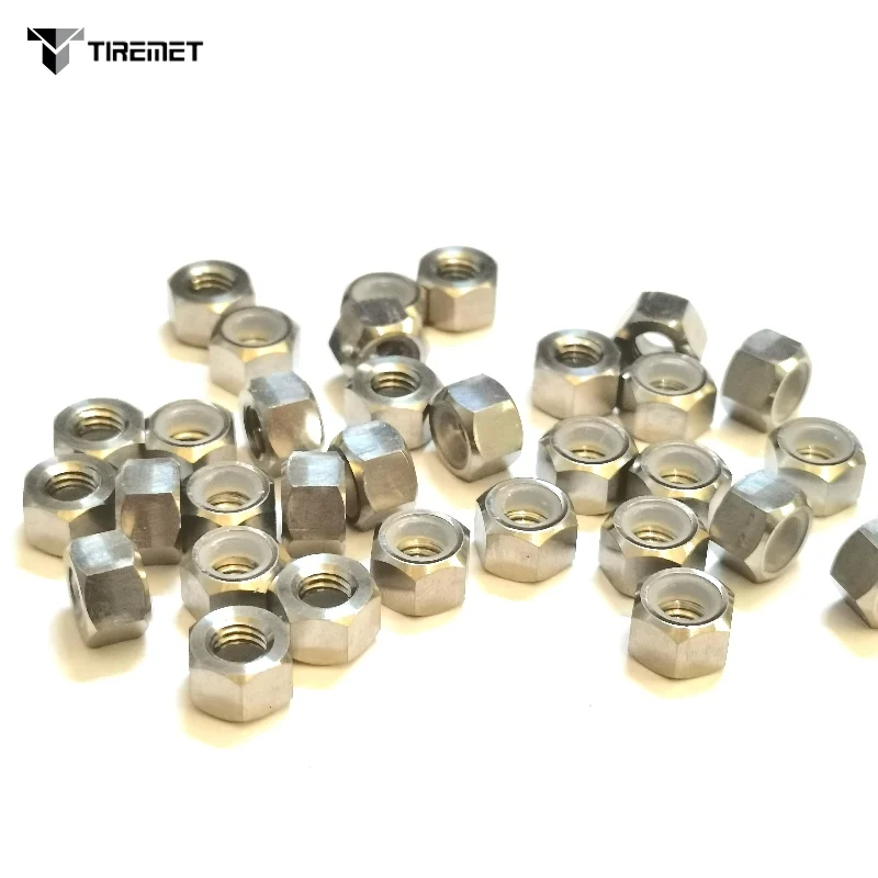 Tiremet M4 M5 M6 M8 Titanium Hex Nylon Lock Nuts DIN985 Ti6Al4V for Bicycle Motorcycle Car