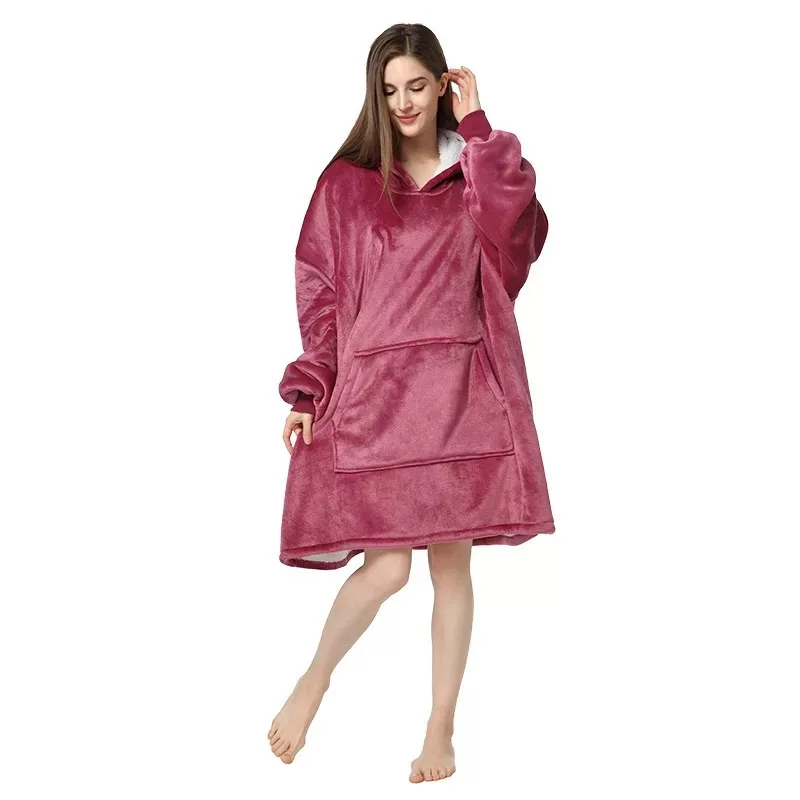 Coral Fleece Oversized Kimono Bath Gown Hooded Nightgown Women Sleepwear Winter Warm Nightwear Thicken Loose Nightdress Lingerie