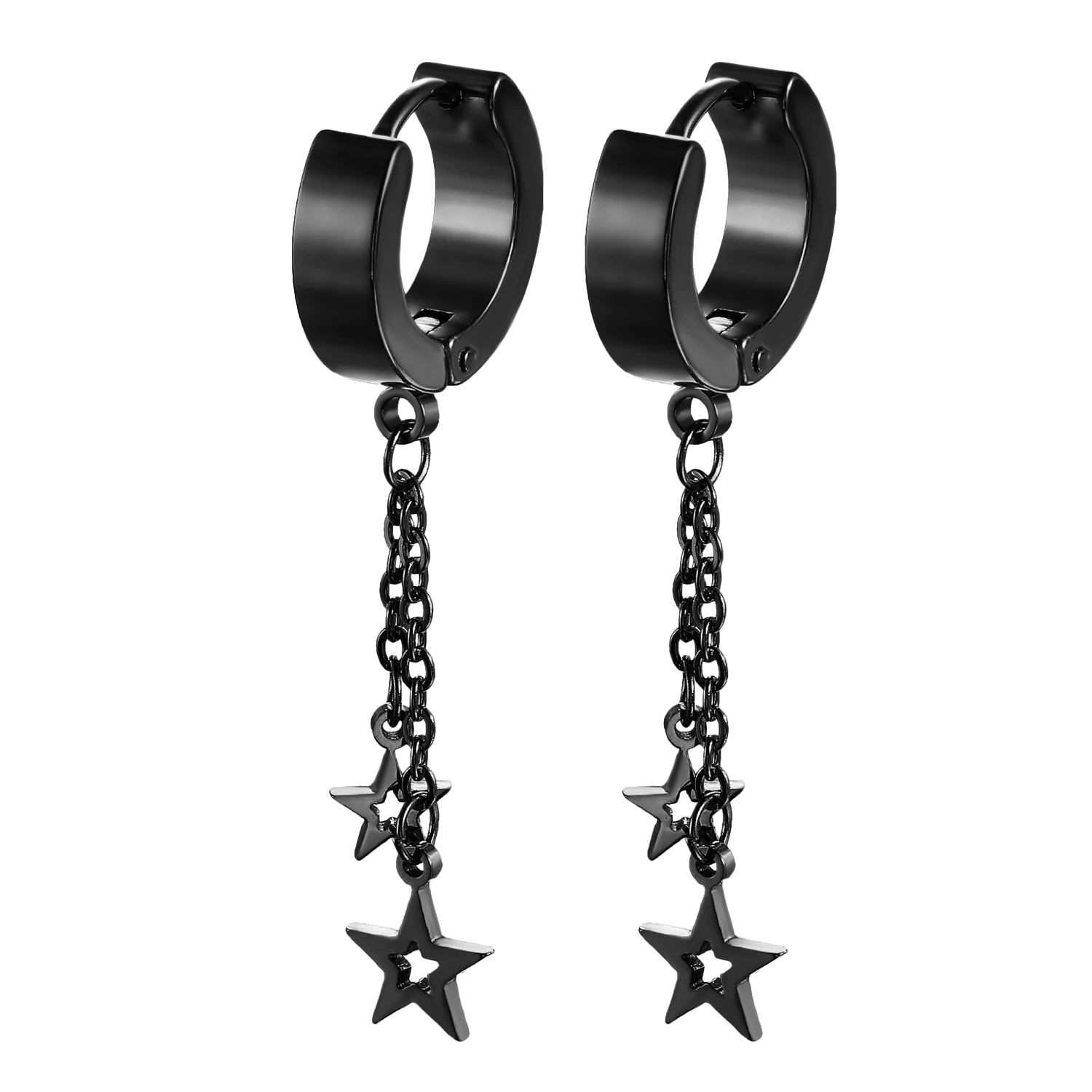 Fashion Five-pointed Star Hanging Earrings For Man Woman Geometry Pentagram Stainless Steel Earrings Brincos Oorbellen Bijoux