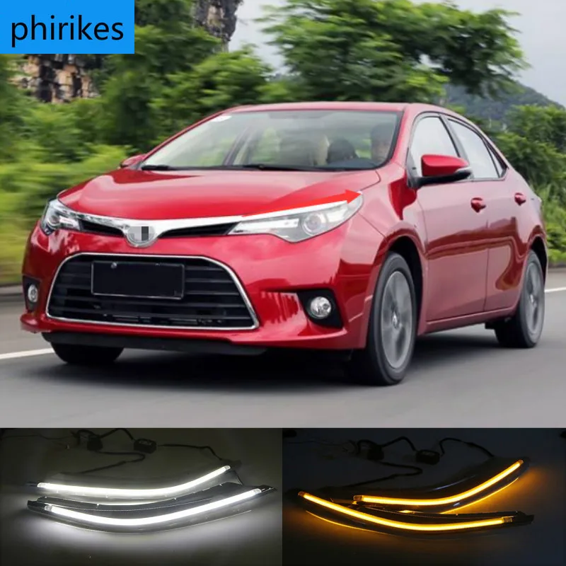 

2Pcs For Toyota LEVIN 2014-2017 LED DRL Headlight Eyebrow Daytime Running Light Flowing dynamic Yellow