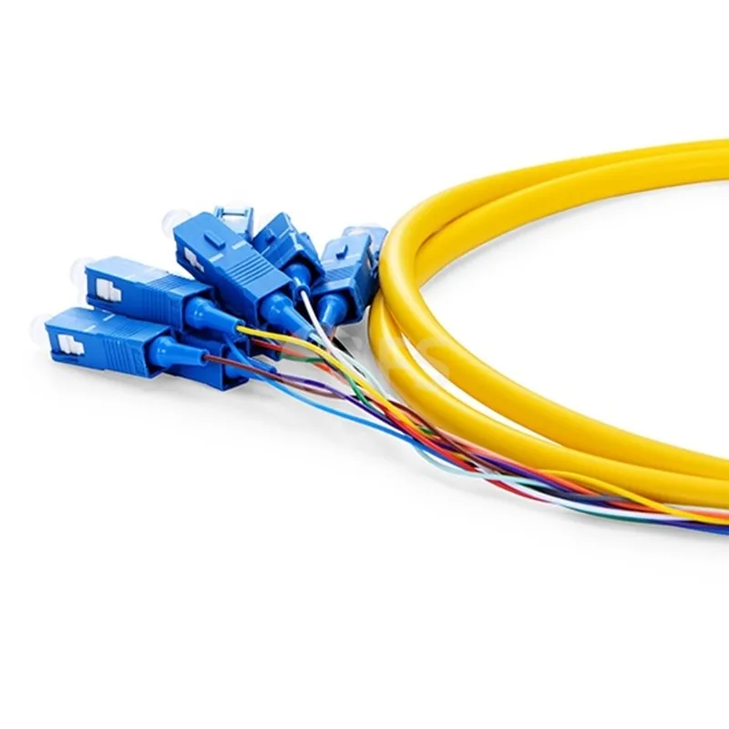 10PCS/LOT 1.5m (5ft) SC UPC 12 Fibers OS2 Single Mode Bunch PVC (OFNR) 0.9mm Fiber Optic Pigtail