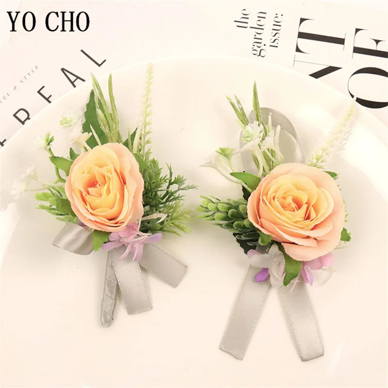 Balance CHO Boutonnière pour Homme, Épingle de Corsage, Boutonnière de Demoiselles d'Honneur, Bracelet de Corsage de Mariage, Fleurs, Permis de Boutonnière