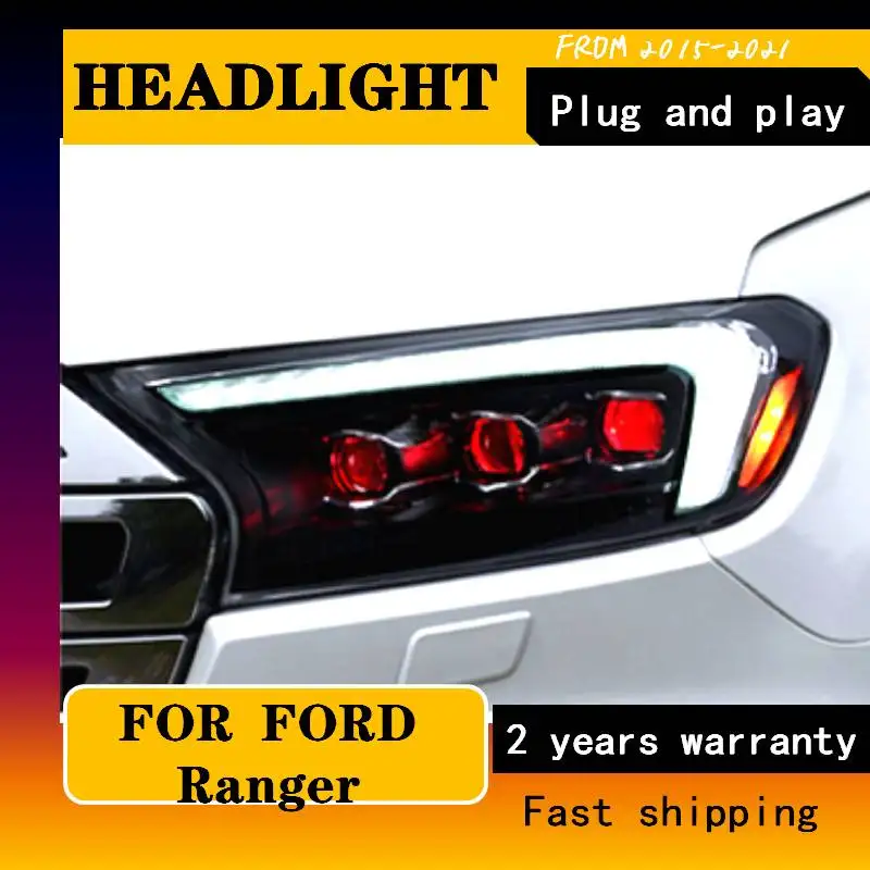 

Фара для Ford Ranger Everest 2015-2021, фары Ranger с DRL, указателями поворота, дальним светом, линзой-проектором и функцией Angel Eye