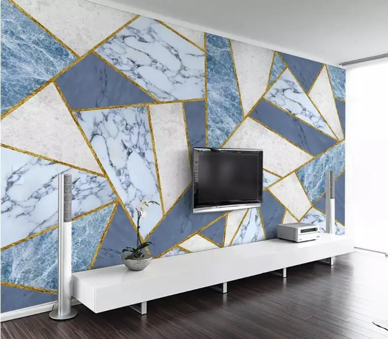 

Bacal Large 3d mural wallpaper modern free abstract marble geometric square TV living room wall 3d wallpapers home decor