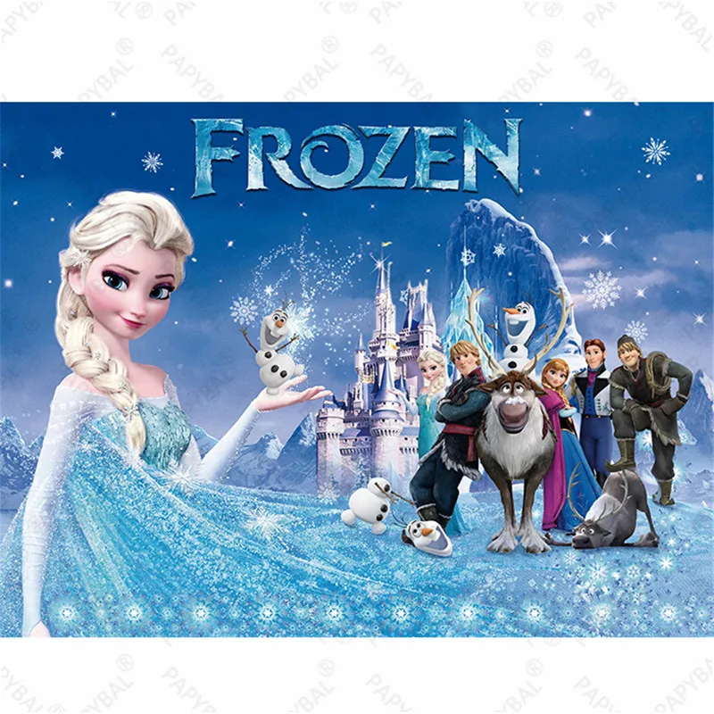 Disney Frozen Anna Elsa Princess Birthday Backgrounds Decors Vinyl Cloth Party Backdrops Baby Shower Supplies Kids Girls Gifts