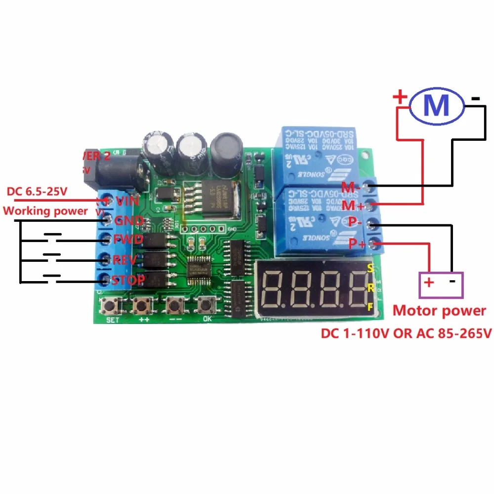 Płyta sterowania do przodu i do tyłu Automatyczne opóźnienie czasowe Limit Start Stop Switch 5V 9V 12V 24V Przekaźnik sterownika silnika DC/AC