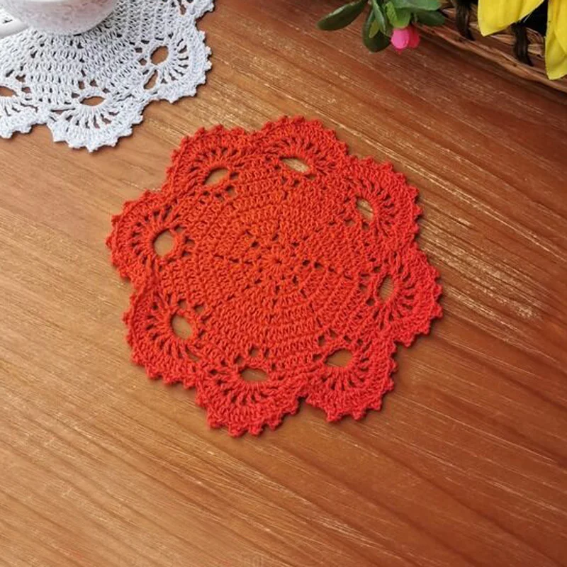 20CM  Lace Cotton Placemat Cup Dining Coaster Mug Kitchen Christmas Table Place Mat Cloth Crochet Coffee Tea Doily Felt Pad