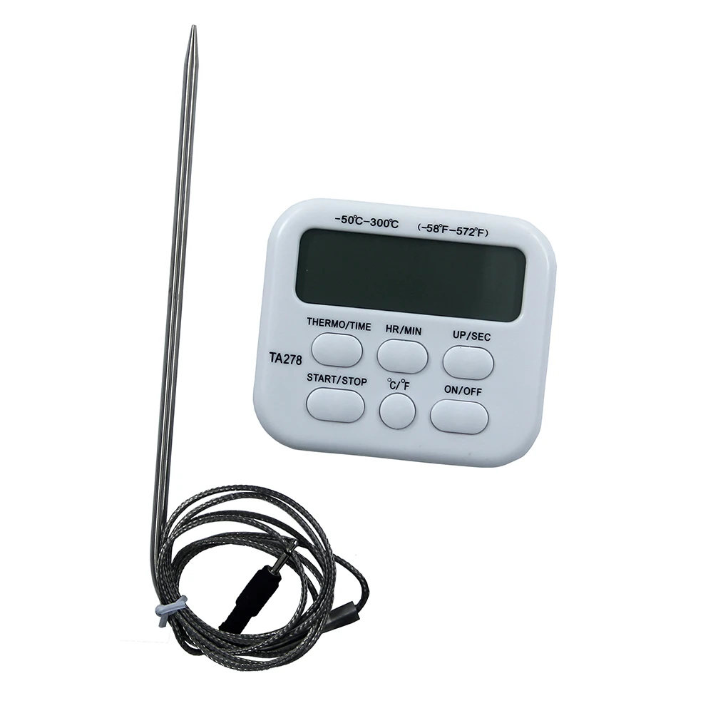 Digital Kitchen Thermometer Stainless Steel Probe Meat BBQ Food Temperature Barbecue Cooking Tools Alarm TA278