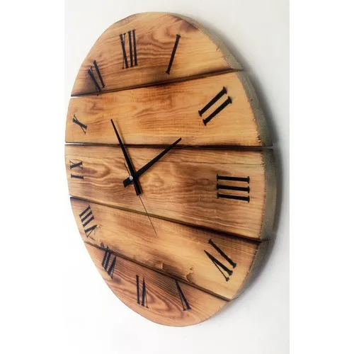 Markakanvas Natural wooden Wall Clock, Novel clock decorative clock living room large Markakanvas Wood BURNING Wall Clock