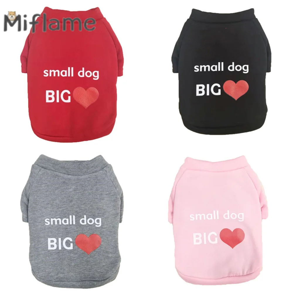 

Miflame Valentine's Day Puppy Thick Hoodies Cute Milk Cat Clothing Bichon Pomeranian Heart Printed Dog Clothes Winter Pet Attire