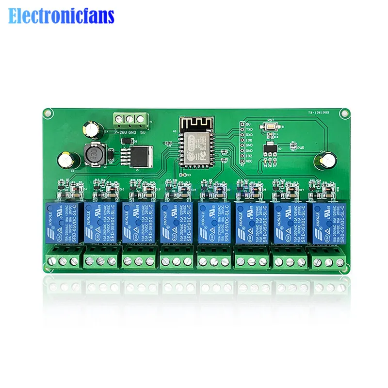 ESP8266 Wireless WIFI Relay Module 1/2/4/8 Channel ESP-12F Wifi Development Board AC/DC 5V/7-28V/5-80V Power Supply for Arduino