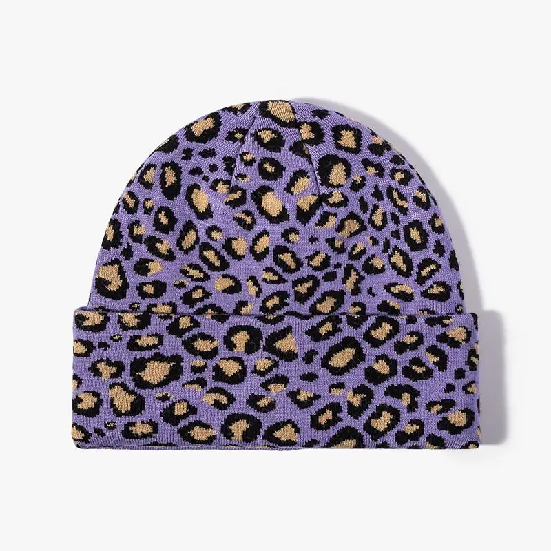 Acrylic Leopard grain Thicken knitted hat warm hat Skullies cap beanie hat for men and Women 146