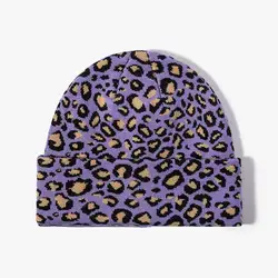 Acrylic Leopard grain Thicken knitted hat warm hat Skullies cap beanie hat for men and Women 146