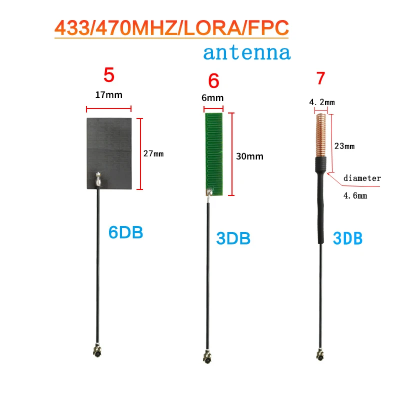 LoRa Module Transceiver 433mhz Built-in PCB Antenna RG1.13 10cm FPC Internal Spring Receiver Radio 470mhz Patch Antenna IPEX