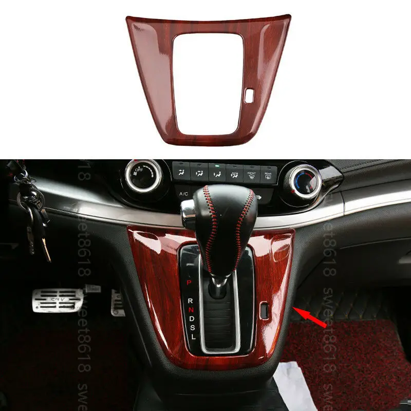 Wood Grain Steel Center Gear Shift Panel Cover Trim D fIT For Honda CRV CR-V 2012 2013 2014 2015 2016