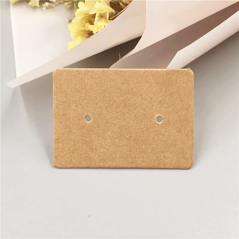 100PCS  3.5*2.5cm  Kraft Paper Ear Studs Hang Tag Jewelry Display Card Earring Kraft Paper Tag Ear Ring Paper Hang Price Tags